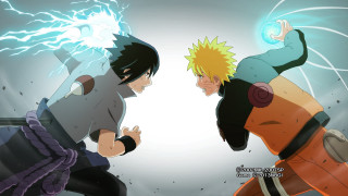 Anime characters facing lightning bolt - shock art free wallpaper
