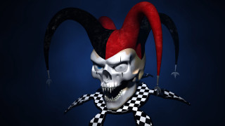 Creepy clown red hat horns - tie free wallpaper