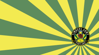 Green yellow striped background crest - folk art free wallpaper