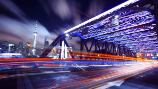 City skyline bridge streetlight night 2 - andrew law free wallpaper