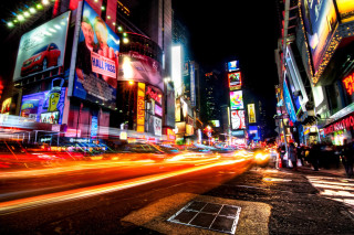City street neon lights nighttime - the sidewalk free wallpaper