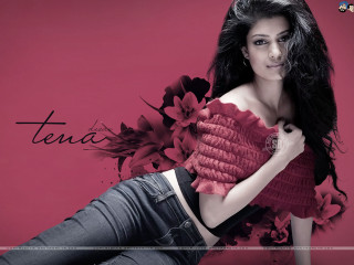 Woman red top jeans flower - her shirt free wallpaper