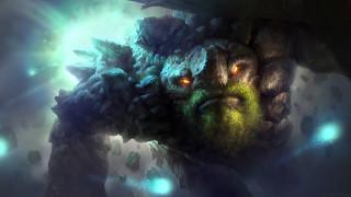 Glowing eyes green head creature - cedric seaut keos masons free wallpaper for desktop
