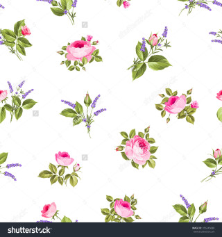 Pink roses lavenders floral pattern - a floral pattern free wallpaper