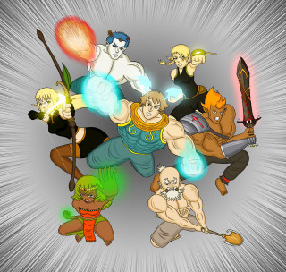 Cartoon characters group poses abilities - a group of cartoon characters free wallpaper