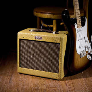 Guitar amp wooden floor chair - a tilt shift photo free wallpaper