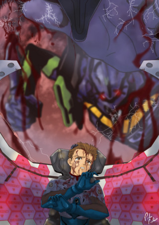 Man holding gun demonic creature - mecha free wallpaper