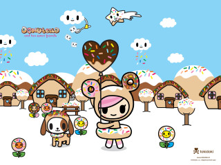 Cartoon character donut shop dog - bian shoumin free wallpaper