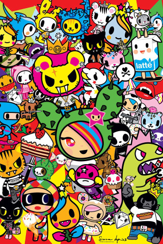 Cartoon characters grouped red background - craola free wallpaper