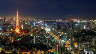 Cityscape night tower lights urban - international typographic style free wallpaper