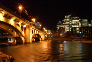 Bridge river city night lights 11 - a bridge over a river free wallpaper