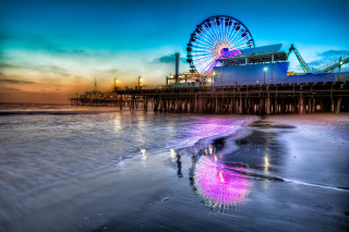 Ferris wheel pier ocean sunset 3 - a ferris wheel free wallpaper