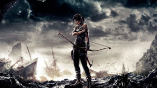 Woman bow arrow rain ship - overhead free wallpaper