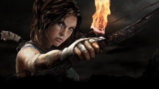 Woman bow fire dark background - a dark sky free wallpaper