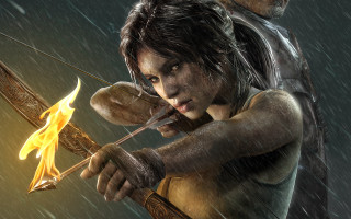 Woman holding bow fire arrow - aleksi briclot free wallpaper