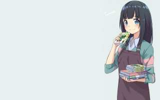 Woman holding books eating sandwich - a stack of books free wallpaper