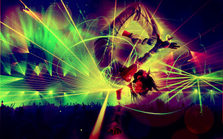 Dancing lights microphone person background - neon free wallpaper