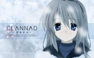 Anime character long gray hair - a blue shirt free wallpaper