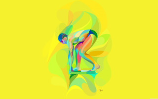 Colorful abstract figure yellow background - digital painting free wallpaper