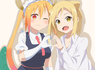 Blonde girls dragon horns heart - a picture together free wallpaper