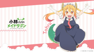 Dragon girl blue dress maid - her back free wallpaper