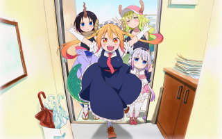 Anime girls doorway arms in - one girl free wallpaper