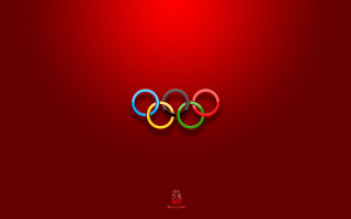 Red background olympic symbol white - symbol free wallpaper