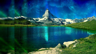 Mountain lake blue sky clouds 6 - evelyn de morgan free wallpaper