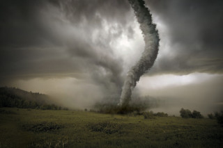 Tornado cloud field trees dark - stormy weather free wallpaper