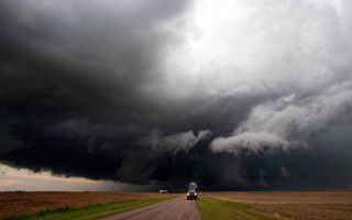 Truck storm cloud road grass - a truck free wallpaper