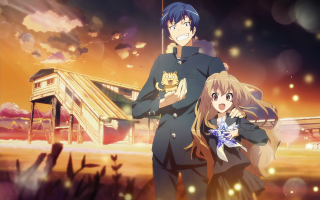 Anime couple characters building cat - aguri uchida free wallpaper