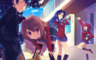Anime girls street corner man - a street corner free wallpaper