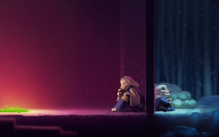 Cartoon character sitting floor brick - a brick wall free wallpaper