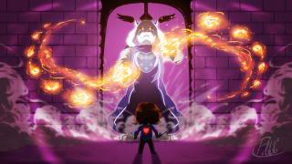 Girl fire demon shoulder wall - wall free wallpaper