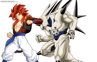 Cartoon man dragon fighting fists - their face free wallpaper