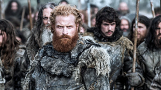 Bearded men furs standing line - other man free wallpaper