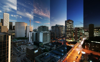 City skyline night lights bridge 2 - traffic free wallpaper