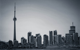 Black white city skyline tall - free vintage wallpaper for desktop