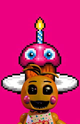 Pixel art dog birthday cake - free happy birthday wallpaper