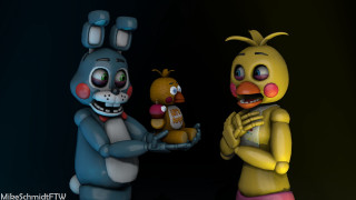 Cartoon characters standing dark room - blender free wallpaper
