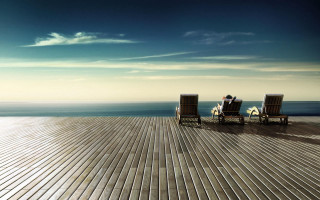 Two people sitting chairs deck - chair free wallpaper