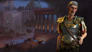Roman costume man building columns - game art free wallpaper