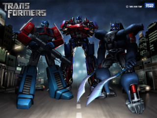 Cartoon robots fighting city night - a city skyline in the background free wallpaper