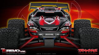 Red black monster truck striped - extreme illustration free wallpaper