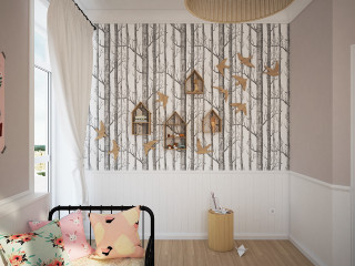 Bedroom tree wallpaper bed pillow - modern european ink painting free wallpaper