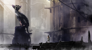 Cat building person suit tie - biopunk free wallpaper