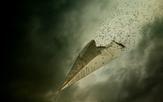 Paper airplane cloudy sky birds - cloudy free wallpaper