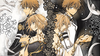 Anime characters flowers bird flying - over them free wallpaper