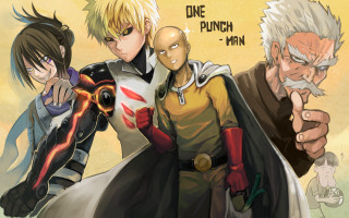 Anime characters pointing camera group - a finger free wallpaper