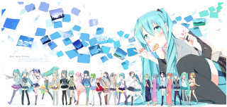 Anime girls blue hair blue - context art free wallpaper